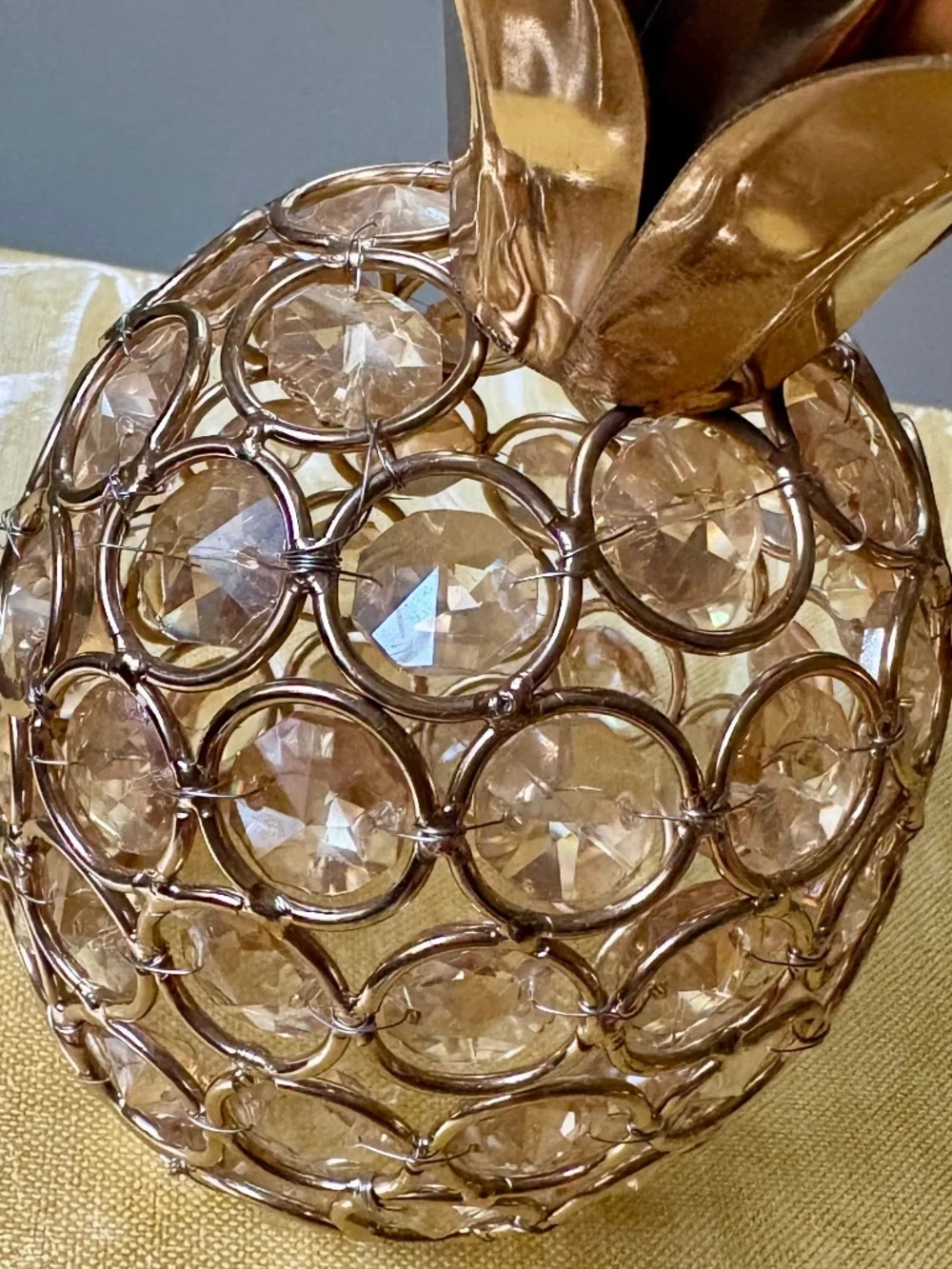 Pier 1 Gold Crystal and Metal Pineapple